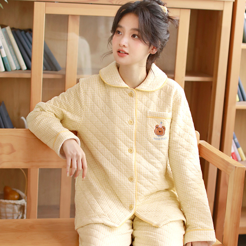 甜美风针织夹棉睡衣女冬季加厚空气棉娃娃领开衫家居服套装可外穿,女士内衣/男士内衣/家居服,睡衣/家居服套装,淘宝优惠券,粉丝福利购,淘宝优惠卷