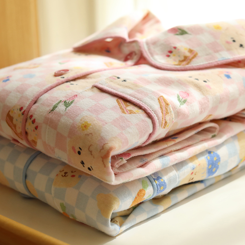 可爱卡通睡衣女秋冬季2025新款布料100全棉长袖家居服套装可外穿