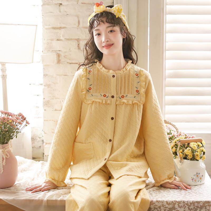 蔓秋女士纯棉空气棉睡衣轻暖