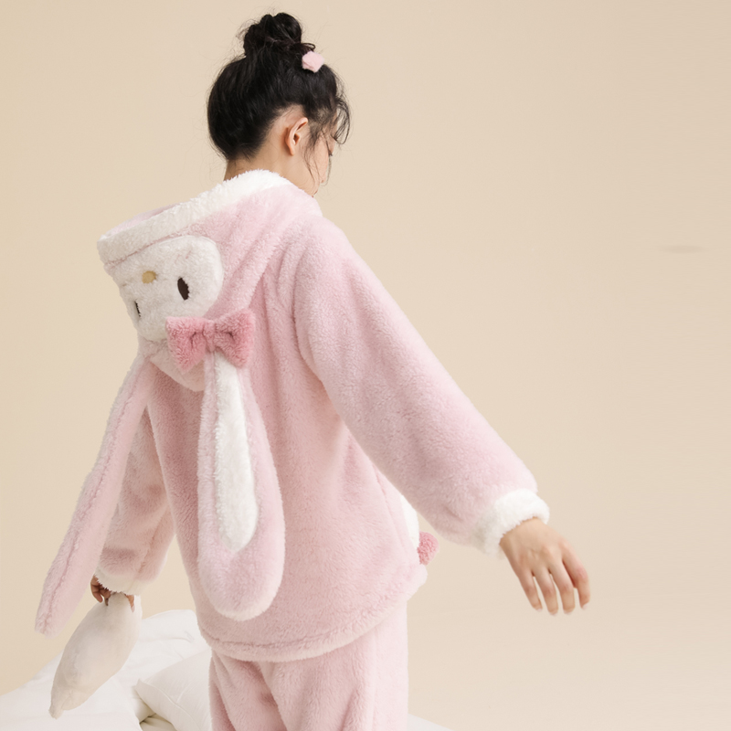 粉色小兔子耳朵睡衣套装