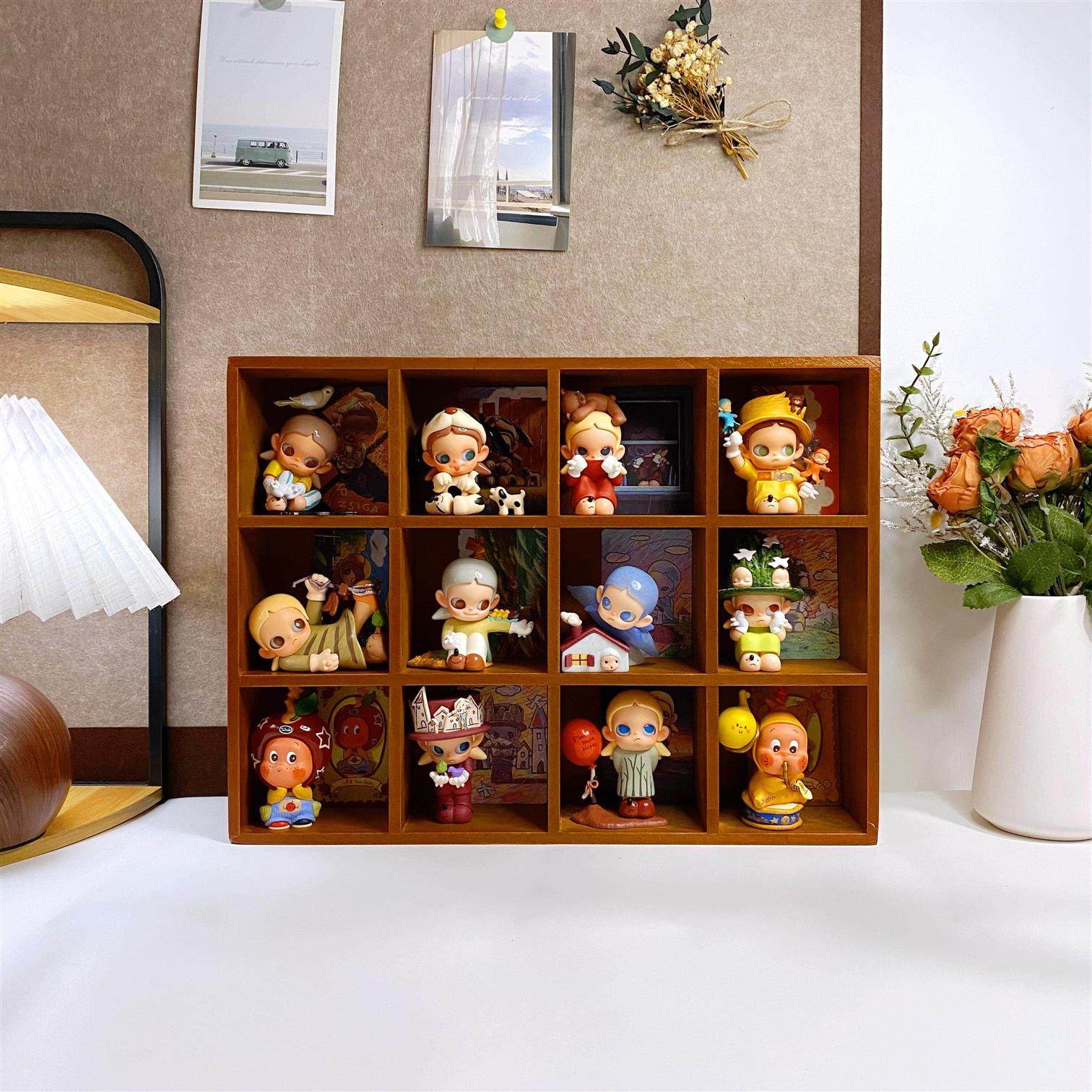 盲盒收纳展柜适用于泡泡玛特复古桌面收纳盒实木收纳架置物架摆件,收纳整理,手办收纳盒,淘宝优惠券,粉丝福利购,淘宝优惠卷