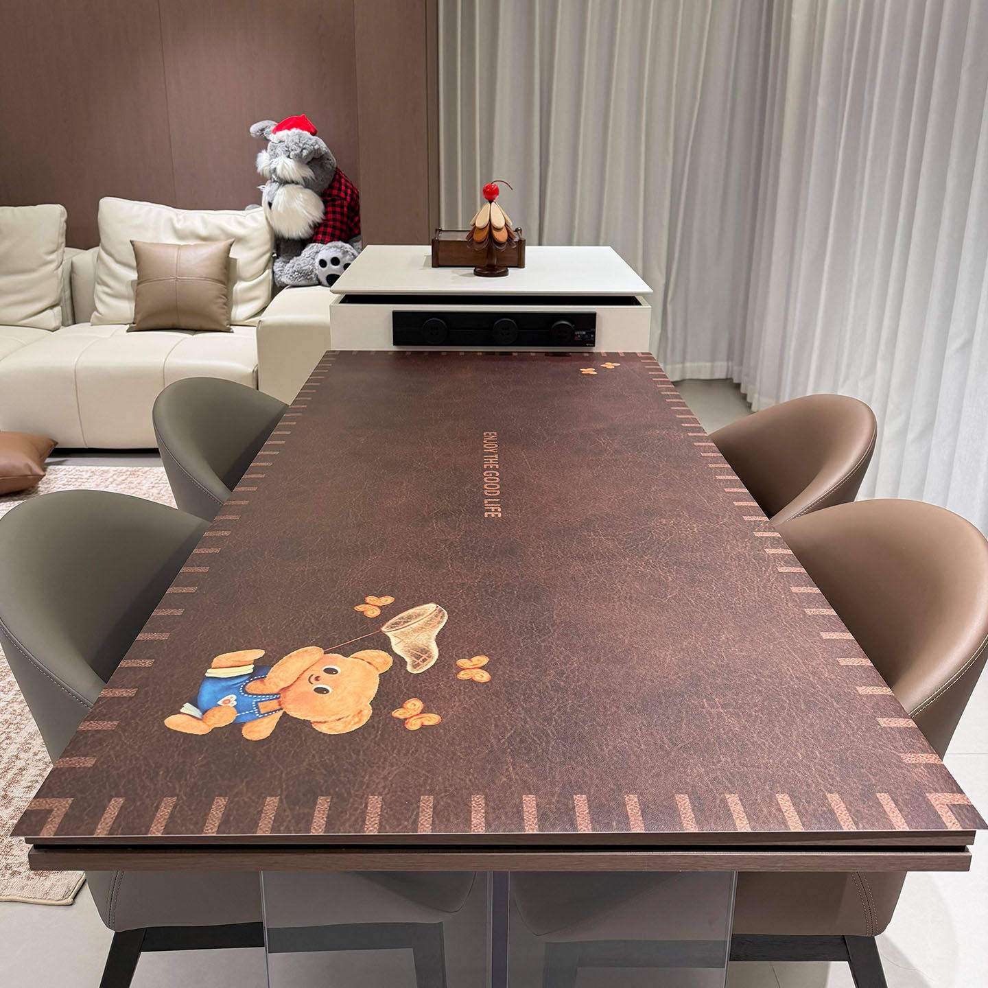 【新家100个快递】中古皮革黄油小熊桌垫防油隔热垫耐磨防滑餐垫,居家布艺,餐垫,淘宝优惠券,粉丝福利购,淘宝优惠卷