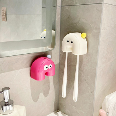 多巴胺吸盘牙刷架壁挂式免打孔可拆卸双人情侣电动牙刷置物架挂架