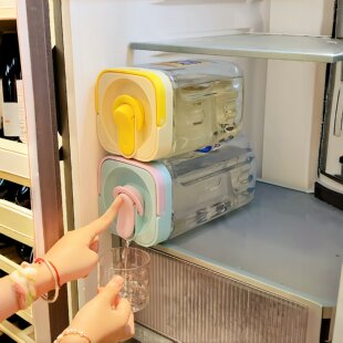 冷水壶粉蓝高颜值冷萃壶大容量家用冰箱凉水壶带龙头塑料冷泡凉杯