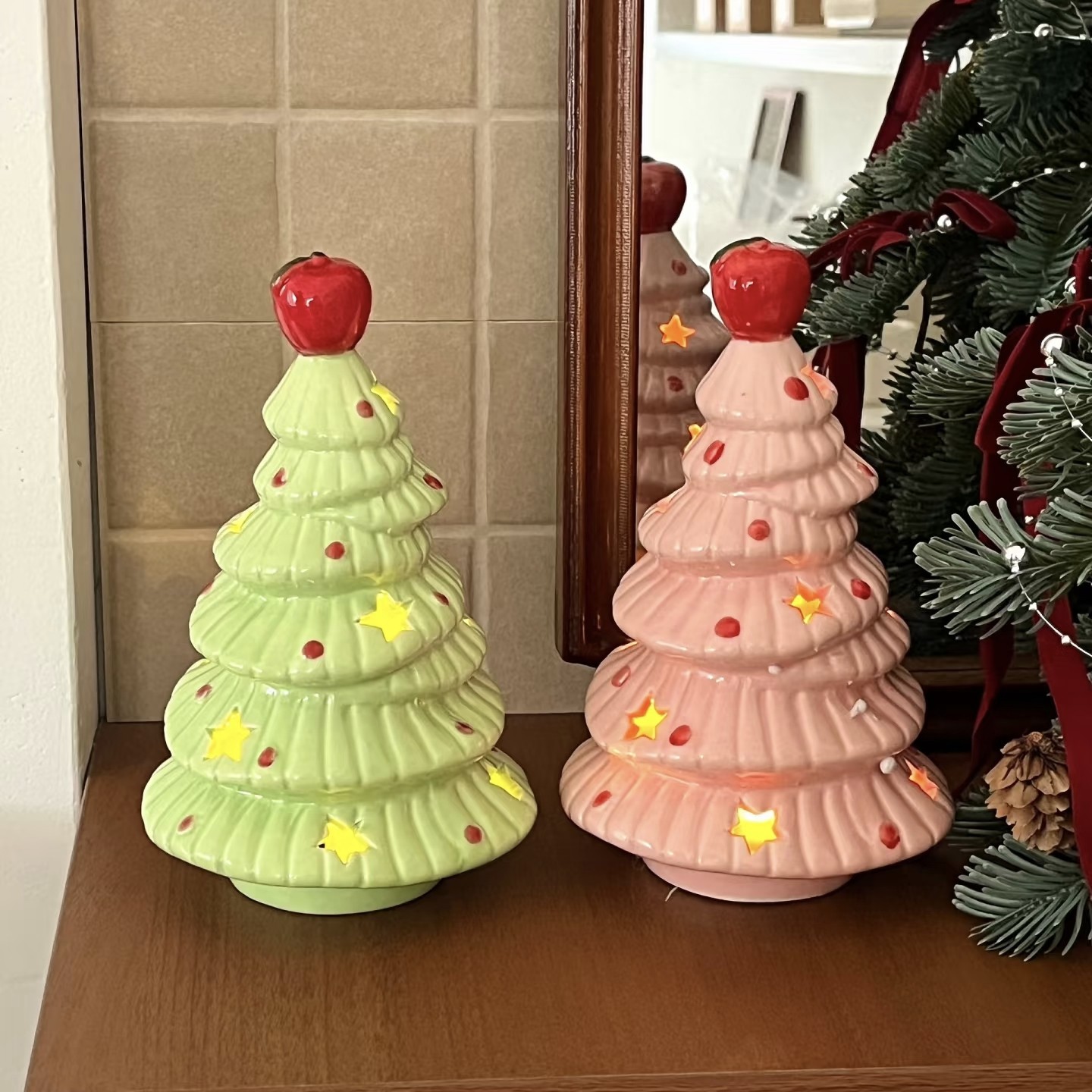陶瓷圣诞树苹果氛围感床头小夜灯卧室桌面摆件圣诞生日礼物女生,节庆用品/礼品,创意/设计灯,淘宝优惠券,粉丝福利购,淘宝优惠卷