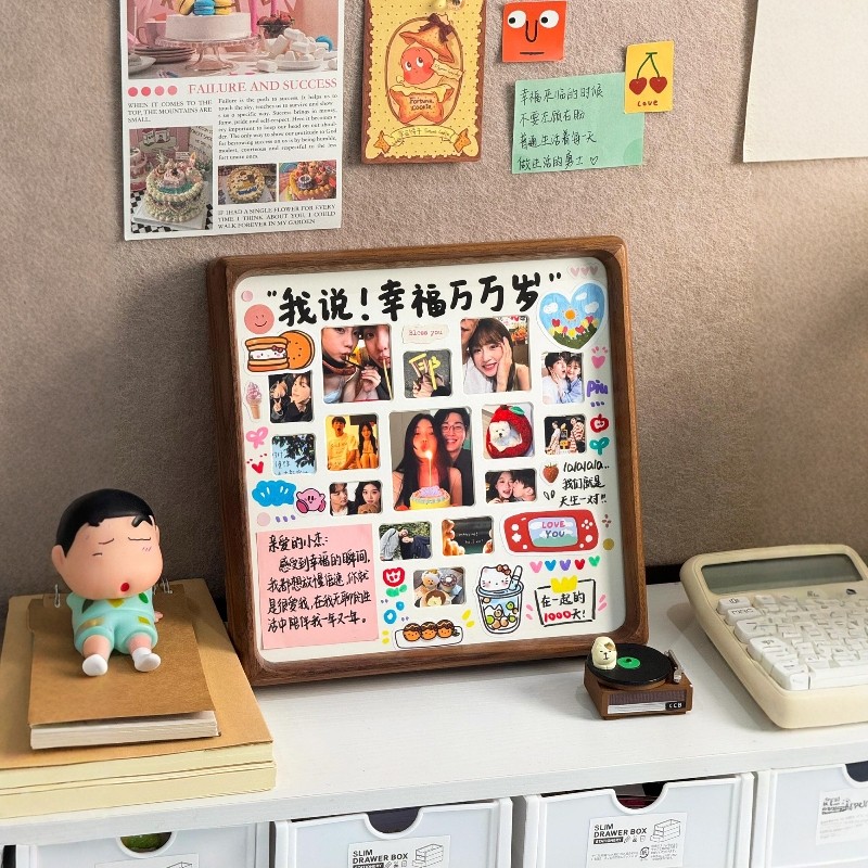 diy实木相框照片摆件情侣闺蜜纪念生日礼物ins涂鸦摆台情人节礼物,家居饰品,相框/画框,淘宝优惠券,粉丝福利购,淘宝优惠卷