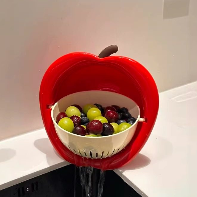 苹果双层沥水篮厨房洗水果菜加厚沥水果盆立式不积水客厅茶几果篮,家装主材,沥水篮,淘宝优惠券,粉丝福利购,淘宝优惠卷