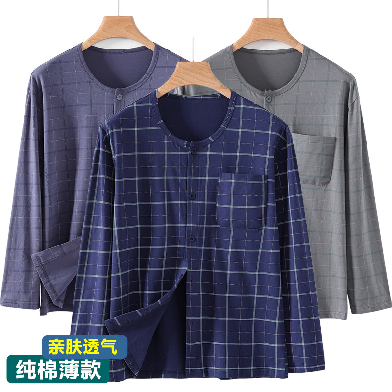中老年人纯棉开衫长袖睡衣家居服图片
