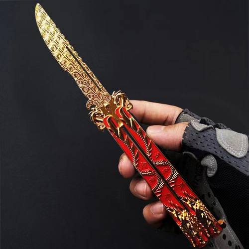 蝴蝶刀甩手刀csgo周边不开刃折叠刀武器模型帅气儿童训练炫酷玩具