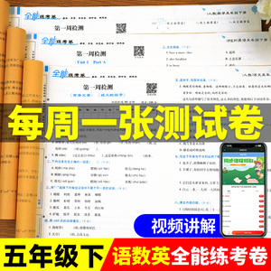 五年级下册试卷测试卷全套 小学5下同步练习册练习题语文数学计算题强化专项训练人教语数英期末卷子人教版北师大苏教真题黄冈单元