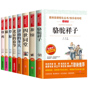 老舍经典作品全集8册 骆驼祥子原著正版 茶馆四世同堂 猫草原北京的春节小学生读本三四五六年级课外阅读书籍散文集儿童文学作品选