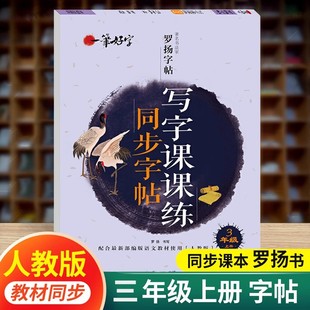 三年级字帖练字上册字帖语文课本同步练字帖每日一练人教版 小学3年级练字帖临摹描红字帖带笔画笔顺控笔训练写字课课练罗杨字帖