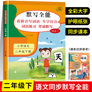 语文默写能手二年级下册看拼音写词语生字注音专项训练 2下同步练习册课堂笔记练习题词语大全一课一练天天练 积累与默写全能人教版
