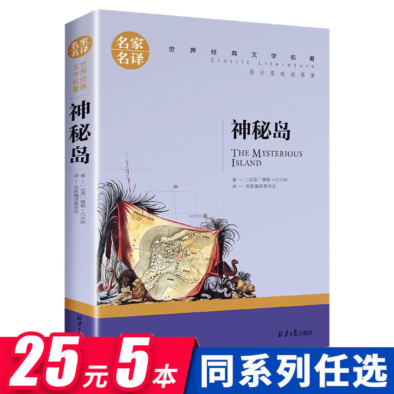 神秘岛正版 凡尔纳科幻小说原版无删减 青少年初中生小学生课外阅读书籍 世界经典文学著老师推荐中小学生课外读物名家名译畅销书图片