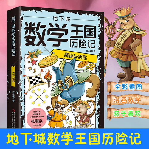 地下城数学王国历险记 魔镜与钥匙 数学王国历险记小学生数学趣味阅读三四五六年级课外阅读书籍我超喜爱的趣味数学故事书百科图典