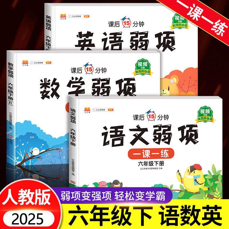 2025版三年级下册弱项语数英全套