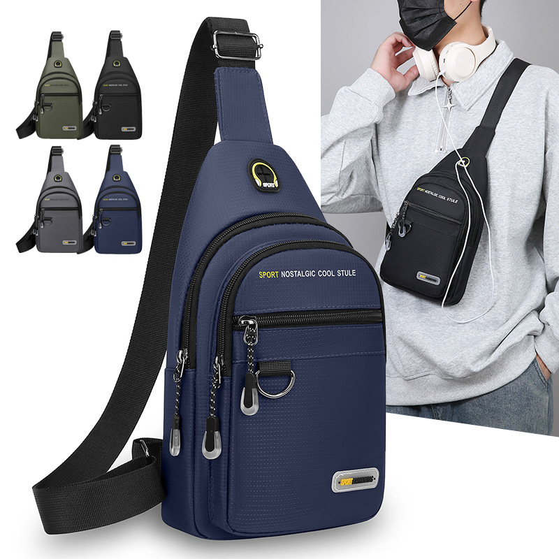 胸包男士新款单肩斜挎包防水耐磨牛津布胸前包运动休闲小跨包背包