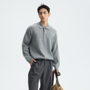 MUZEDUSTUDIO一粒扣polo领宽松针织衫