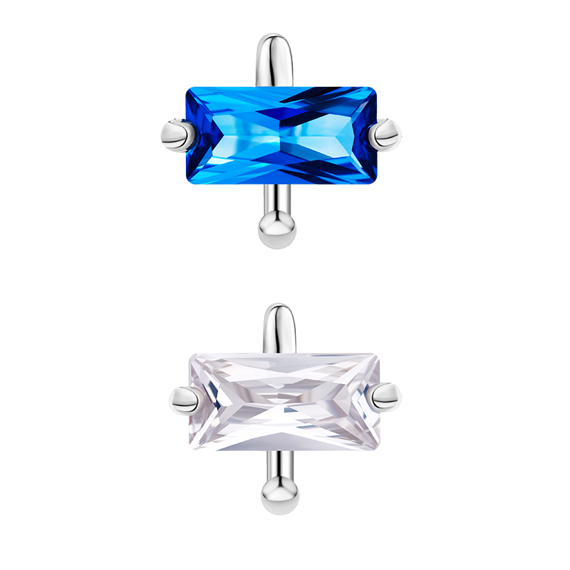 锆石海蓝色MUZEDU耳夹