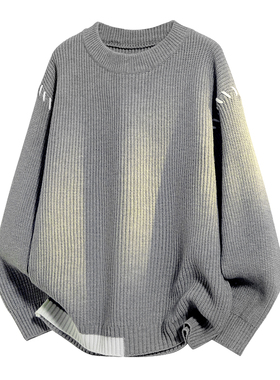 2025新款美式半高领灰色毛衣外套男女秋冬季红色新年衣针织衫上衣