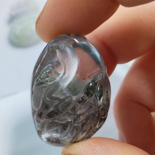 纯天然水晶绿幽灵吊坠一鸣惊人挂件晶体透一物一图