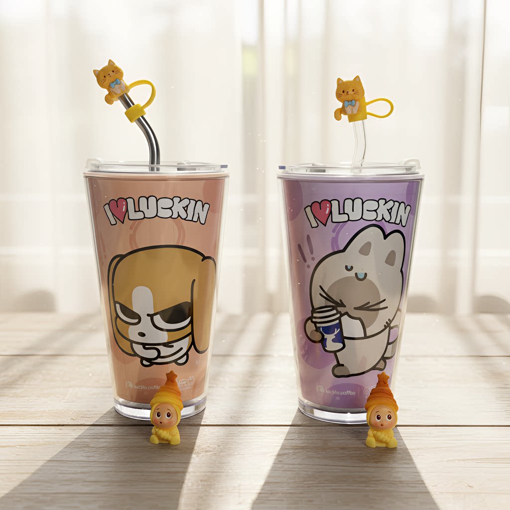 瑞幸暹罗厘普联名PP杯diy改造材料304不锈钢纯陶瓷内胆亚克力外壳