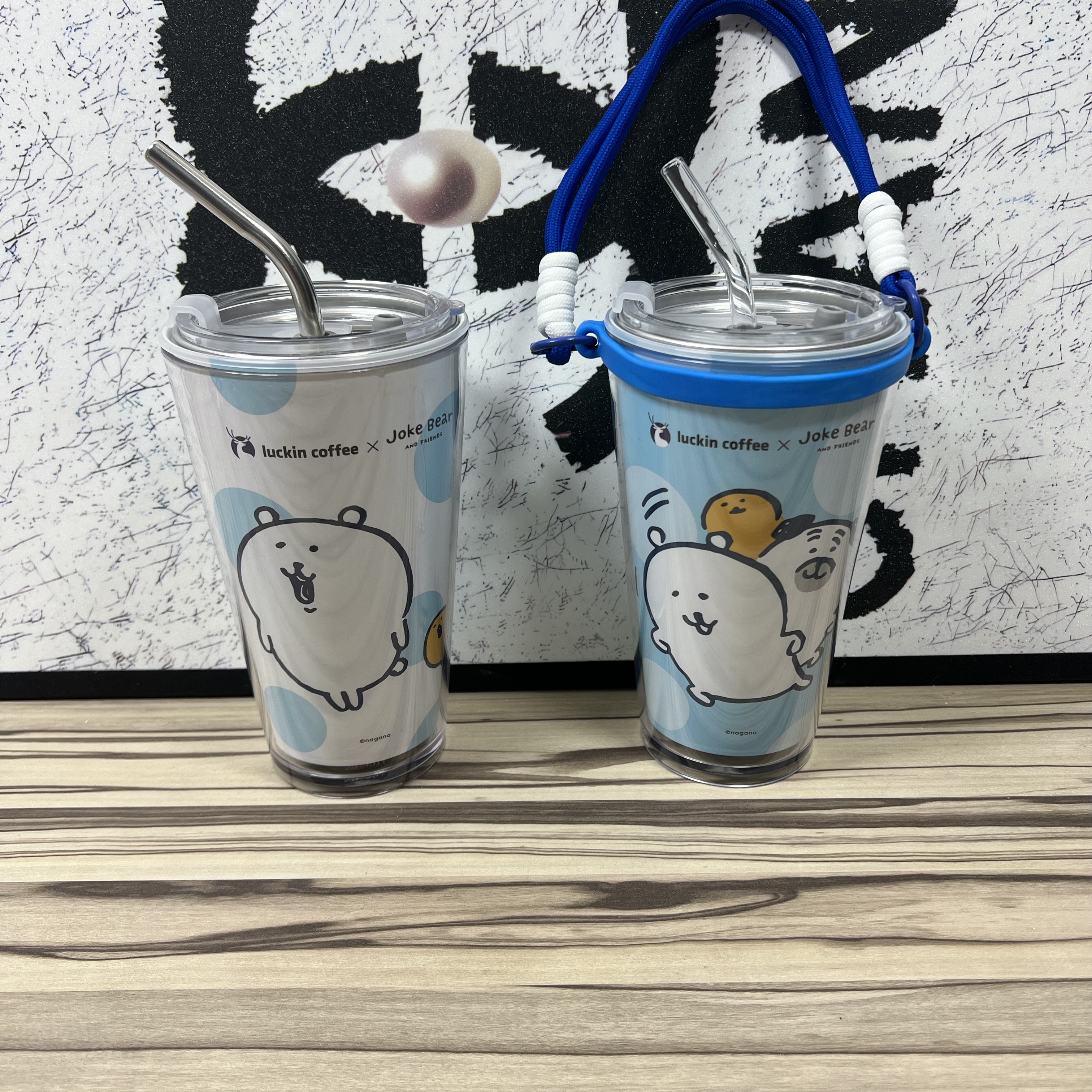瑞幸咖啡联名JOKE小熊304不锈钢内胆吸管杯PP杯双饮杯diy杯子联名图片