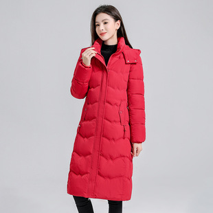 到小腿肚丝绵不起坨棉服 显瘦2025新款 长款 过膝加厚保暖棉衣女修身