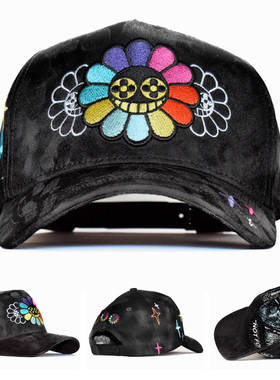 Innedit Mura Travis Utopia潮牌嘻哈恶搞菊花笑脸棒球帽弯檐帽子
