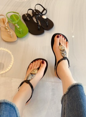 巴西进口Ipanema依帕夹趾凉鞋女夏季新款亮片仙女沙滩凉拖鞋外穿