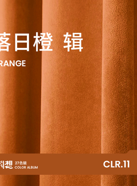 辑/11 落日橙轻奢丝绒窗帘爱马仕橙色绒布客厅卧室橘黄色遮光飘窗