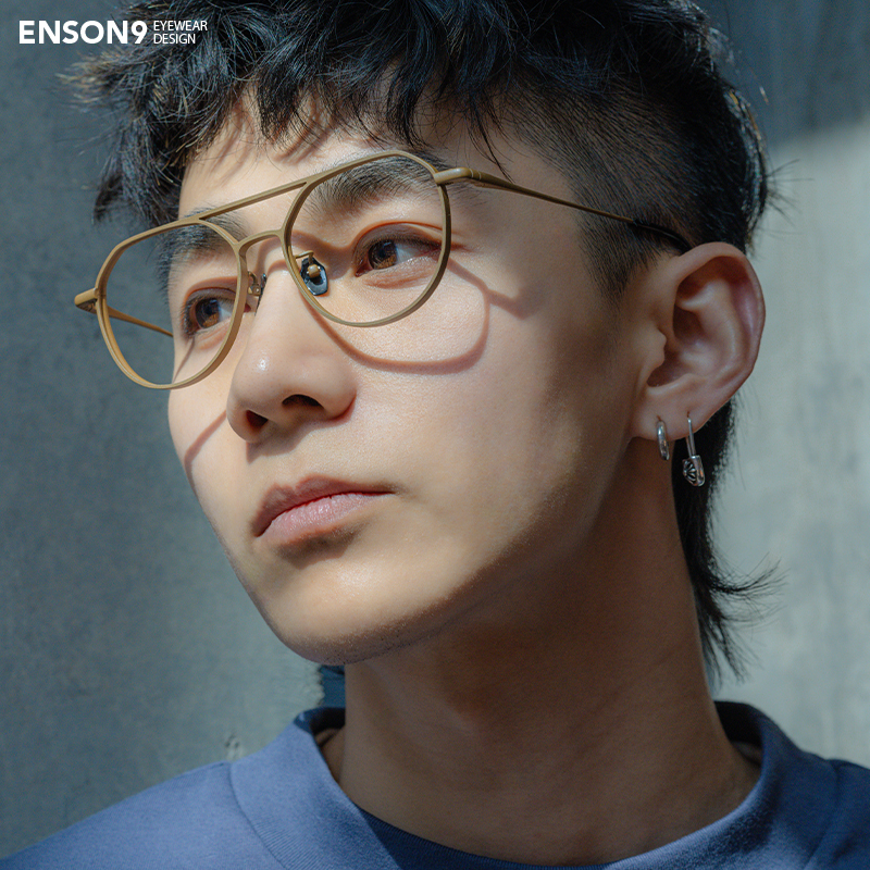 enson9男女飞行员纯钛露营风眼镜