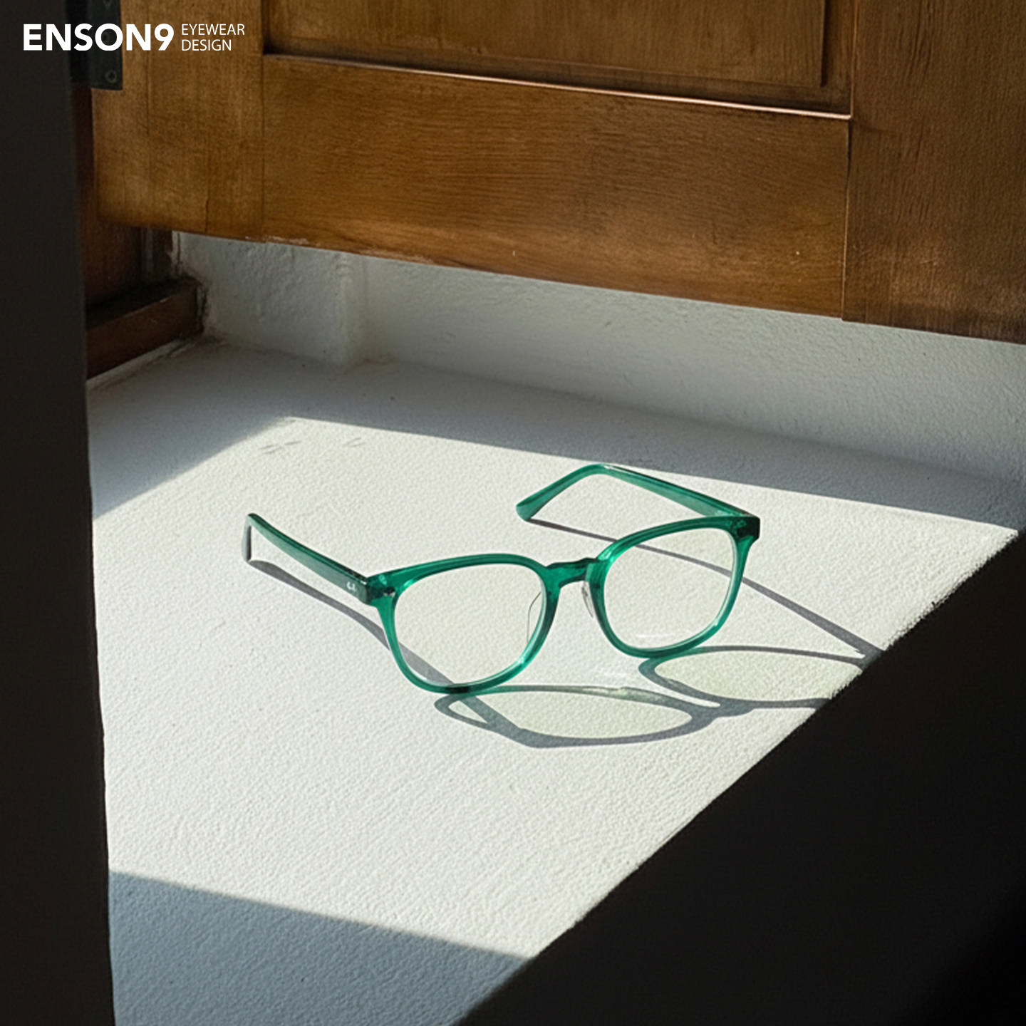 enson9复古细框板材透绿色大方框眼镜潮男女 可调鼻托近视平光镜