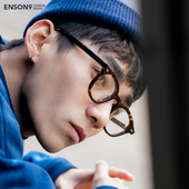 enson9日系复古高级板材小圆框眼镜潮男 半透明个性 配近视平光架