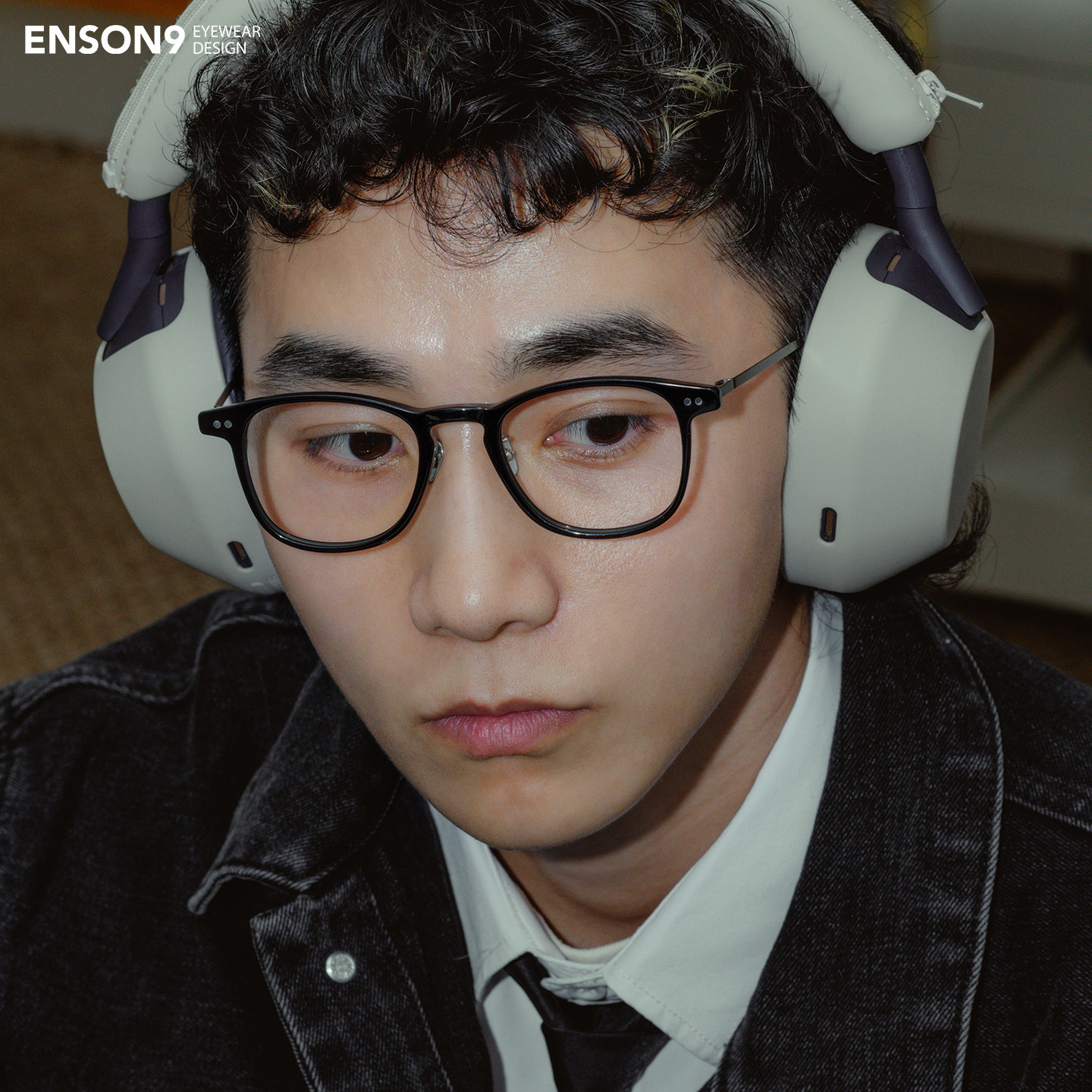 enson9复古纯钛板材小方框潮男女 拼色半透明弹性镜腿近视平光镜