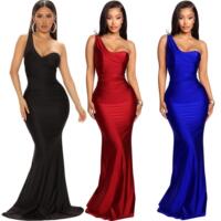 WOMEN ELEGANT Long Dress Long Sleeve Evening Party Dress RED