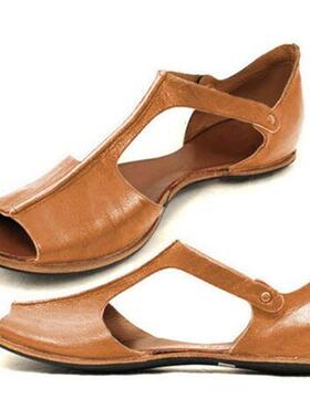 2024women flat sandals plus size 43 shoes 外贸大码复古凉鞋女