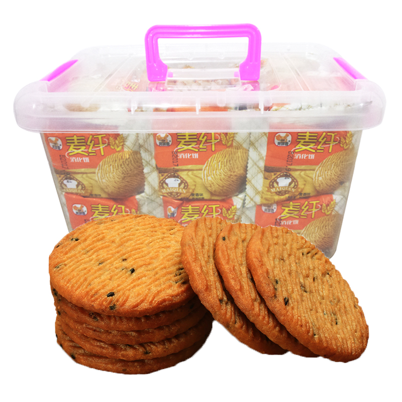 小麥纖維消化餅干2500g整箱批發 粗糧五谷雜糧膳食兒童零食食品