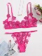 lace underwear Embroidered mesh sexy through flower see set