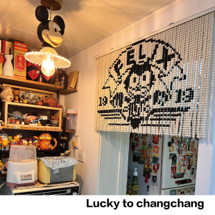 菲力猫felix猫串珠门帘珠帘可爱猫咪黑白串珠门帘玄关阳台装饰帘