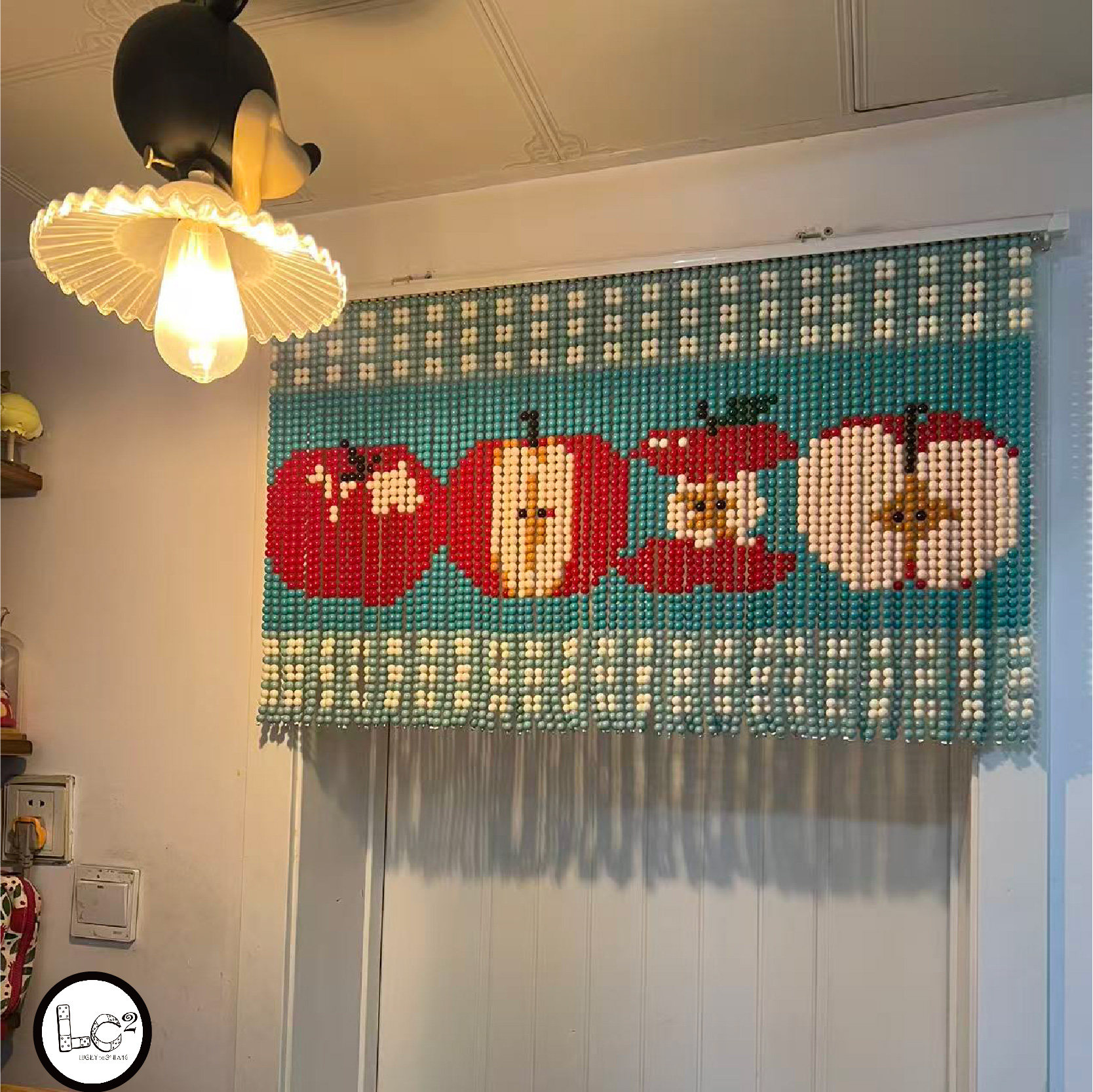 圣诞礼物平安果苹果手工串珠珠帘diy珠帘装饰材料玄关门帘珠帘