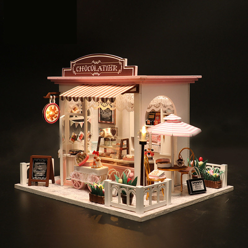 时间咖啡屋diy小屋欧式店铺木节日装扮用品