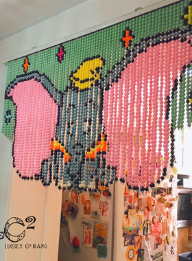 luckytochangchang小飞象玄关装饰复古帘隔断帘门帘玄关帘