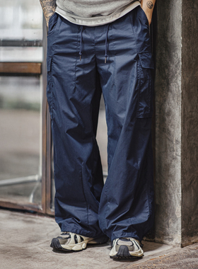 马登工装美式m65大口袋休闲裤日系cityboy蓝色梭织束脚长裤子男秋