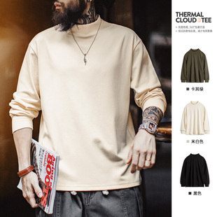 纯色保暖内衣加厚抗静电内搭男款 打底衫 休闲半高领长袖 马登工装