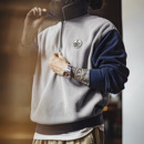 马登工装 摇粒绒半开襟卫衣学院风polo领撞色套头保暖外套男秋 美式