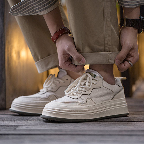 马登复古厚底增高小白休闲鞋