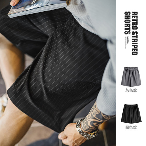 【日系通勤】马登工装条纹短裤