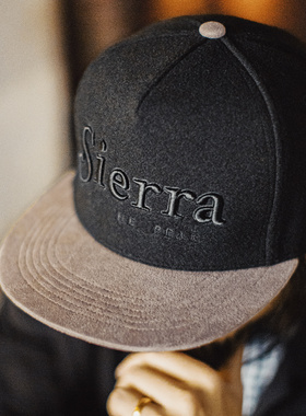 马登工装美式平檐棒球帽黑色毛呢刺绣鸭舌帽子五片嘻哈帽男款秋冬