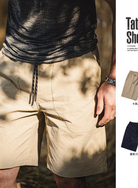 马登工装尼龙梭织微皱短裤男夏
